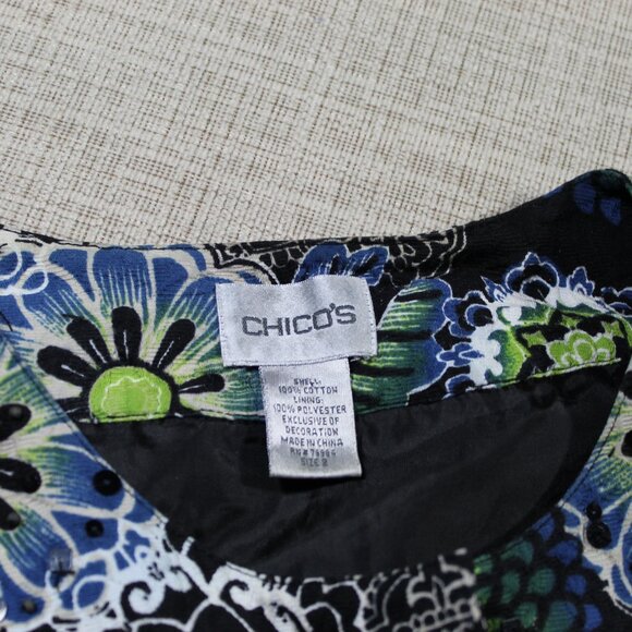 Chico’s Jacket Size Large - Gorgeous greens, blues with subtle bead accents - Picture 3 of 7